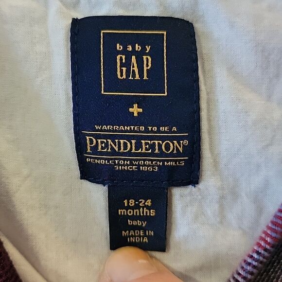 GAP RED PLAID PENDLETON WOOL LONG-SLEEVE DRESS, SIZE 18-24 MONTHS - Picture 6 of 10